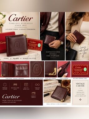 ✨ Cartier Bordeaux Leather Bifold Wallet ✨